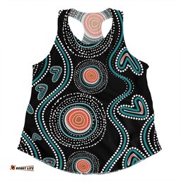 Australia Dot Painting Inspired Aboriginal Women Racerback Singlet - Aboriginal Green Dot Patterns Art Painting Women Racerback Singlet