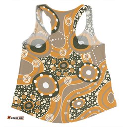 Australia Aboriginal Women Racerback Singlet - Orange Aboriginal Dot Art Inspired Women Racerback Singlet