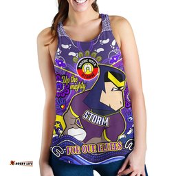 Melbourne Storm Naidoc Week Custom Women Racerback Tank - For Our Elders Home Jersey Tank