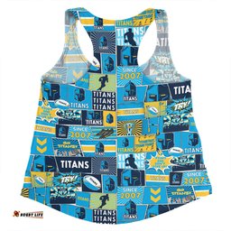 Gold Coast Titans Women Racerback Singlet - Team Of Us Die Hard Fan Supporters Comic Style Women Racerback Singlet