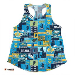 Gold Coast Titans Women Racerback Singlet - Team Of Us Die Hard Fan Supporters Comic Style Women Racerback Singlet