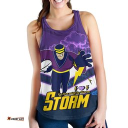 Melbourne Storm Women's Racerback Tank - Melbourne Storm Mascot With Australia Flag