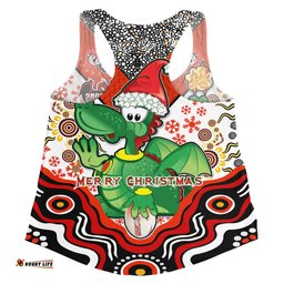 St. George Illawarra Dragons Christmas Women Racerback Tank - Merry Christmas Green Dragons Indigenous Women Racerback Tank