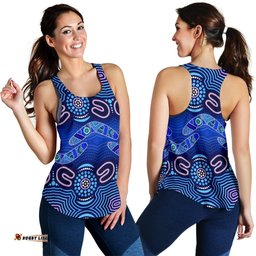 ABoriginal Women's Racerback Tank Boomerangs And Dot Painting Art Ver02