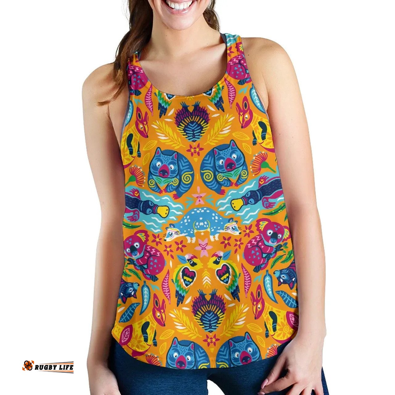 Australia Women Racerback Tank - Australia Animal Top Tank Patterns Color Art