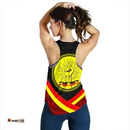 Australia Women Women Racerback Tank- Aboriginal Inspired Flag And Animals Pattern