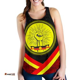 Australia Women Women Racerback Tank- Aboriginal Inspired Flag And Animals Pattern