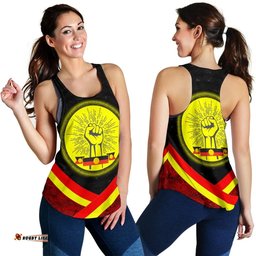 Australia Women Women Racerback Tank- Aboriginal Inspired Flag And Animals Pattern