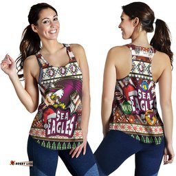 Australia Sea Eagle Christmas Women Racerback Tank - Xmas Sea Eagle Christmas Balls, Snowflake With Aboriginal Patterns Women Racerback Tank