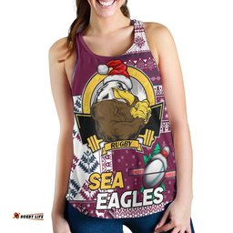 Australia Sea Eagles Women Racerback Tank - Christmas Snowflakes Australia Sea Eagles Mascot Women Racerback Tank