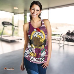 Australia Sea Eagles Women Racerback Tank - Christmas Snowflakes Australia Sea Eagles Mascot Women Racerback Tank