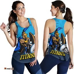 Gold Coast Titans Women's Racerback Tank - Gold Coast Titans Mascot With Australia Flag
