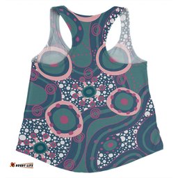 Australia Aboriginal Women Racerback Singlet - Green Aboriginal Dot Art Inspired Women Racerback Singlet