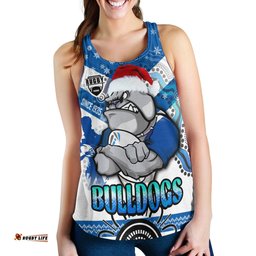 Australia Bulldogs City of Canterbury Bankstown Women Racerback Tank - Australia Bulldogs City of Canterbury Bankstown Aboriginal Inspired Christmas Women Racerback Tank