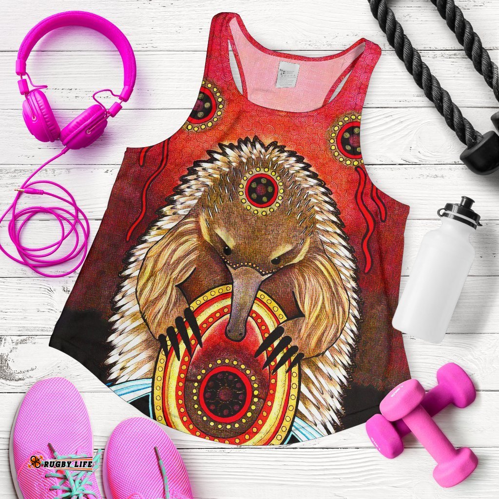 Aboriginal Women's Racerback Tank Australian Echidna