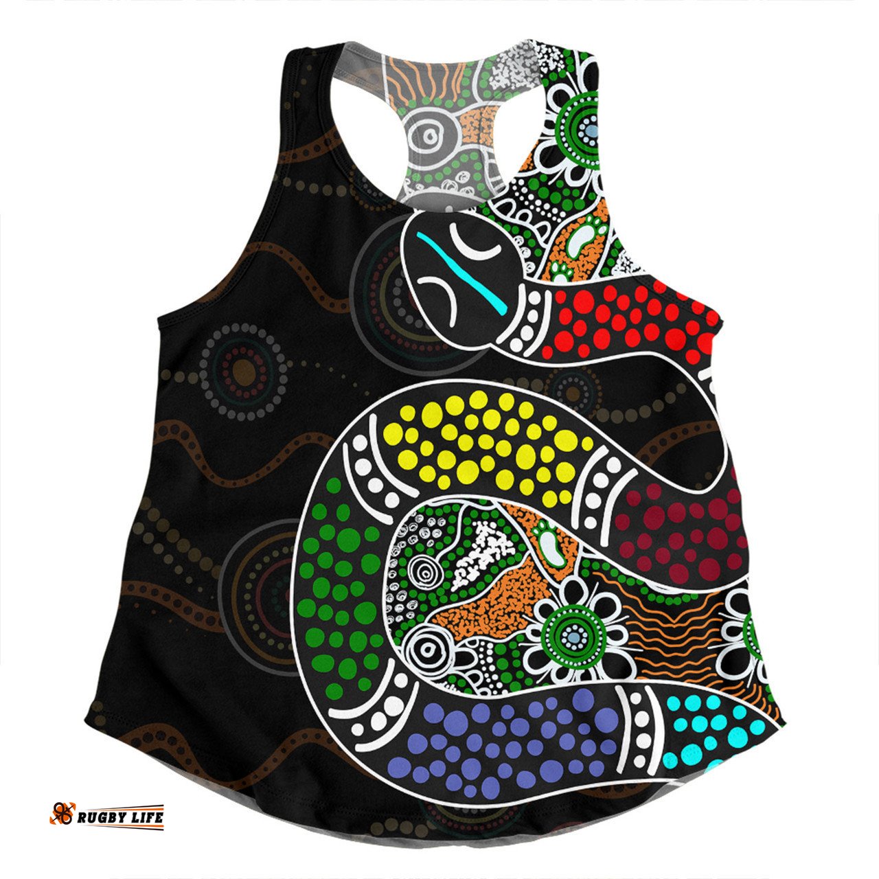 Australia Rainbow Serpent Aboriginal Women Racerback Singlet - Dreamtime Rainbow Serpent Contemporary Style Women Racerback Singlet