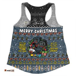 Penrith Panthers Christmas Custom Women Racerback Singlet - Chrissie Spirit Black Women Racerback Singlet