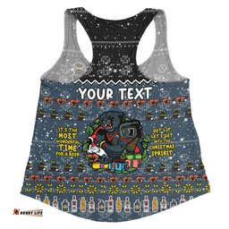 Penrith Panthers Christmas Custom Women Racerback Singlet - Chrissie Spirit Black Women Racerback Singlet
