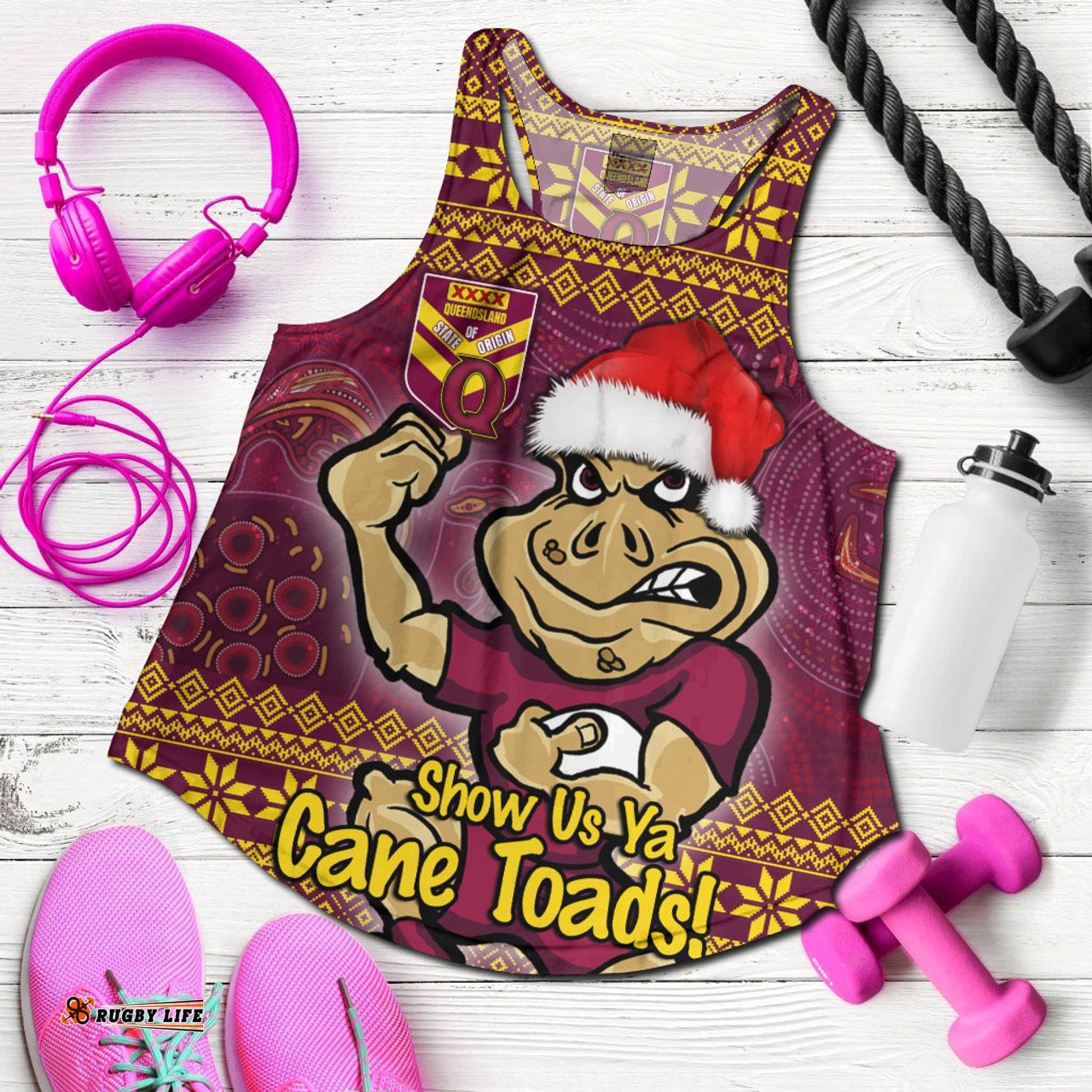 Cane Toads Women Racerback Tank - Custom Christmas Show Us Ya Cane Toads Women Racerback Tank