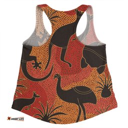 Australia Aboriginal Women Racerback Singlet - Aboriginal Dot Art With Animals Women Racerback Singlet