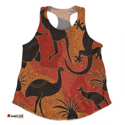 Australia Aboriginal Women Racerback Singlet - Aboriginal Dot Art With Animals Women Racerback Singlet