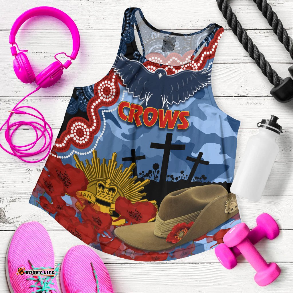 Crows Football ANZAC 2023 Women Racerback Tank Aboriginal Mix Slouch Hat