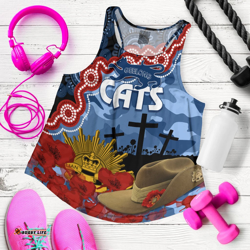 Cats Football ANZAC 2023 Women Racerback Tank Aboriginal Mix Slouch Hat