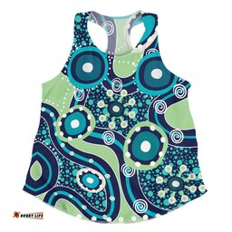 Australia Aboriginal Women Racerback Singlet - Blue Aboriginal Dot Art Inspired Women Racerback Singlet