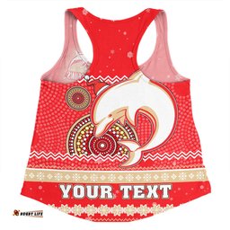 Redcliffe Dolphins Christmas Custom Women Racerback Singlet - Ugly Xmas And Aboriginal Patterns For Die Hard Fan Women Racerback Singlet
