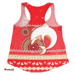 Redcliffe Dolphins Christmas Custom Women Racerback Singlet - Ugly Xmas And Aboriginal Patterns For Die Hard Fan Women Racerback Singlet