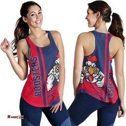 Sydney Roosters Women's Racerback Tank - Sydney Roosters Mascot Quater Style