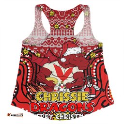St. George Illawarra Dragons Christmas Custom Women Racerback Singlet - Christmas Knit Patterns Vintage Jersey Ugly Women Racerback Singlet