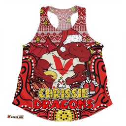 St. George Illawarra Dragons Christmas Custom Women Racerback Singlet - Christmas Knit Patterns Vintage Jersey Ugly Women Racerback Singlet