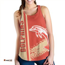 Redcliffe Dolphins Women's Racerback Tank - Redcliffe Dolphins Mascot Quater Style