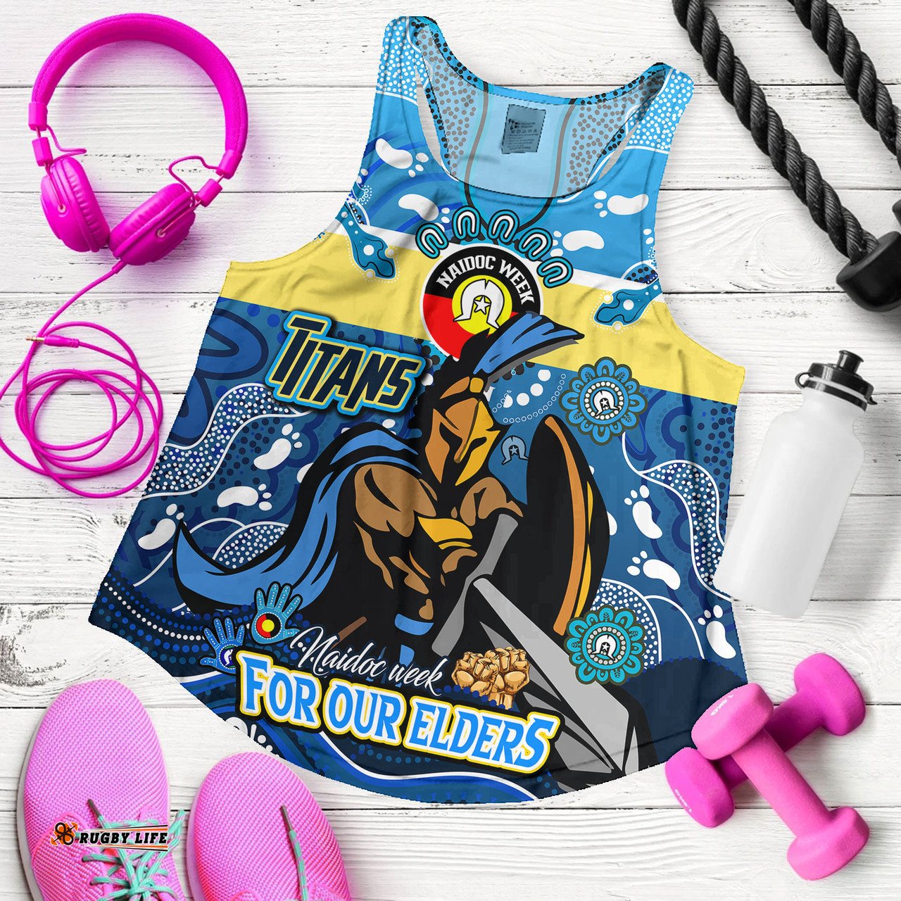 Gold Coast Titans Naidoc Week Custom Women Racerback Tank - For Our Elders Home Jersey Tank