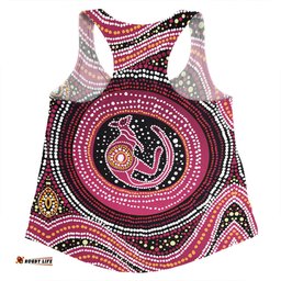 Australia Aboriginal Women Racerback Singlet - Aboriginal Background Featuring Kangaroo Dot Design Women Racerback Singlet