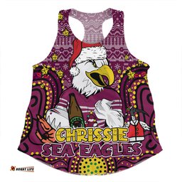 Manly Warringah Sea Eagles Christmas Custom Women Racerback Singlet - Christmas Knit Patterns Vintage Jersey Ugly Women Racerback Singlet