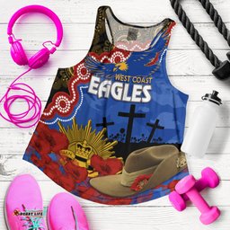 Eagles Football ANZAC 2023 Women Racerback Tank Aboriginal Mix Slouch Hat