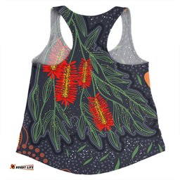 Australia Flowers Aboriginal Women Racerback Singlet - Bottle Brush Medicinal Plant Art Women Racerback Singlet