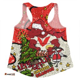 St. George Illawarra Dragons Christmas Custom Women Racerback Singlet - Let's Get Lit Chrisse Pressie Women Racerback Singlet