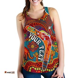 Custom Australia Aboriginal Inspired  Women Racerback Tank - Indigenous Boomerang