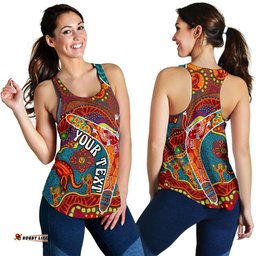Custom Australia Aboriginal Inspired  Women Racerback Tank - Indigenous Boomerang