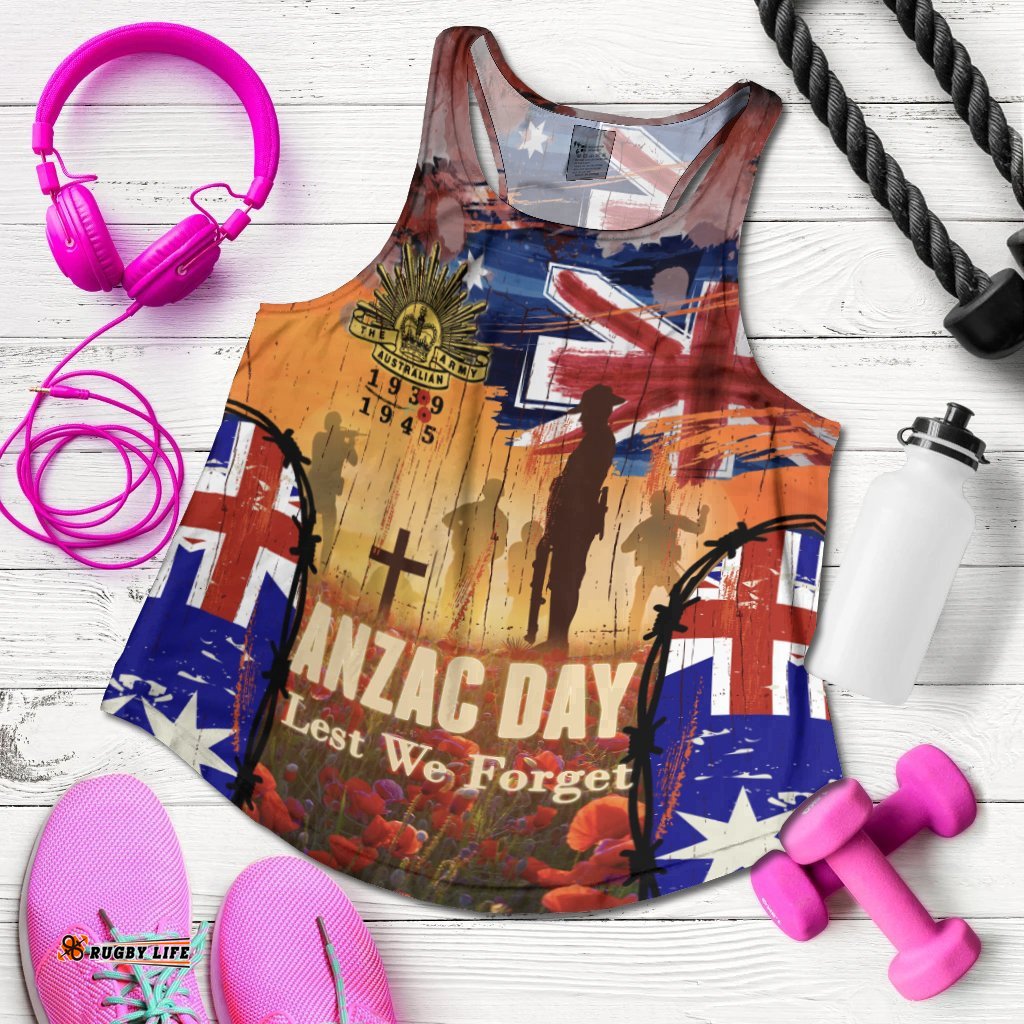 Australia Anzac Day 2021 Women's Racerback Tank Anzac Day Commemoration 1939 1945