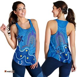 Torres Strait Women's Racerback Tank Dhari And Turtle