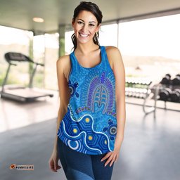 Torres Strait Women's Racerback Tank Dhari And Turtle