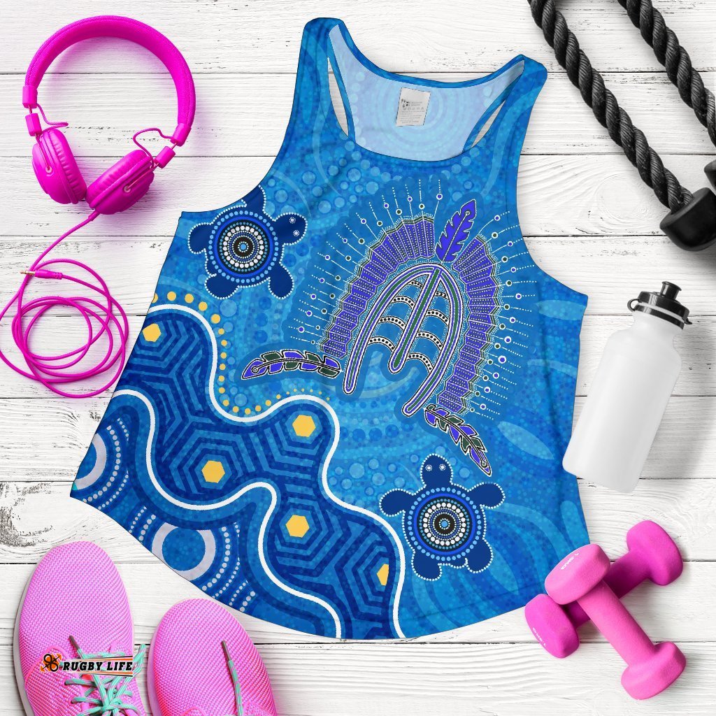 Torres Strait Women's Racerback Tank Dhari And Turtle