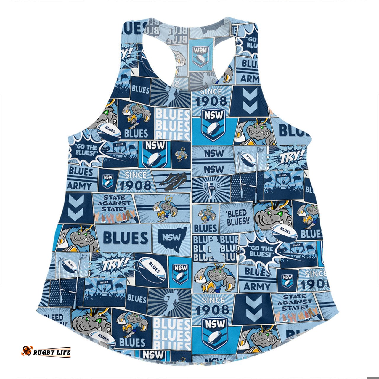 New South Wales Cockroaches Women Racerback Singlet - Team Of Us Die Hard Fan Supporters Comic Style Women Racerback Singlet