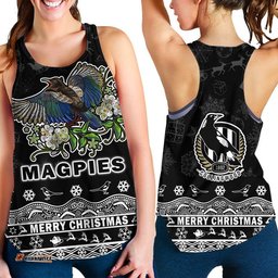 Collingwood Pies Unique Winter Season Women Racerback Tank Magpies Merry Christmas