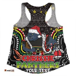 Penrith Panthers Christmas Custom Women Racerback Singlet - Christmas Knit Patterns Vintage Jersey Ugly Women Racerback Singlet