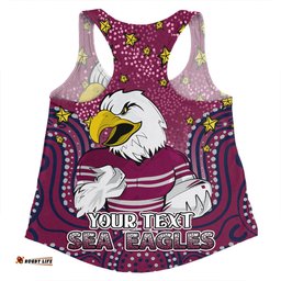 Manly Warringah Sea Eagles Custom Women Racerback Singlet - Custom With Aboriginal Inspired Style Of Dot Painting Patterns  Women Racerback Singlet